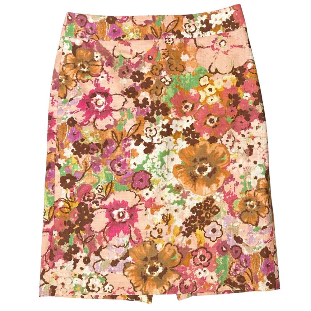 J. Crew Floral Watercolor Bloom Pencil Skirt 24085 Size 6 - Picture 3 of 7
